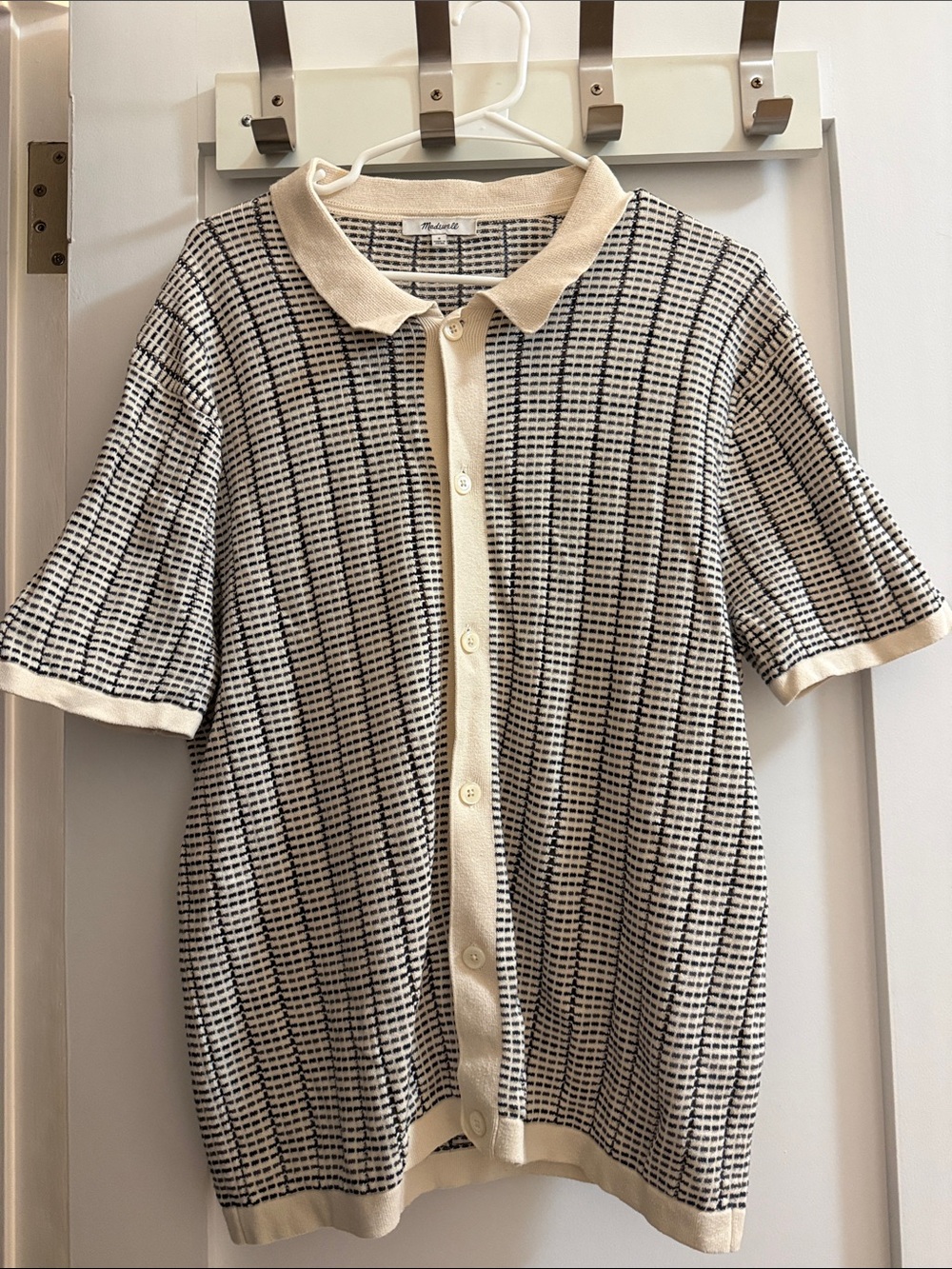 Classic Cream & Black Knit Polo Dress